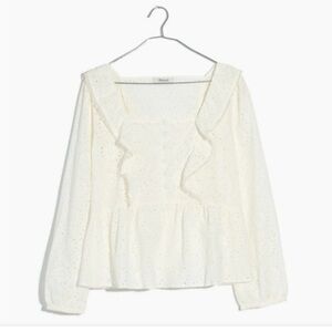 Madewell Sz Small Elegant White Ruffle Blouse